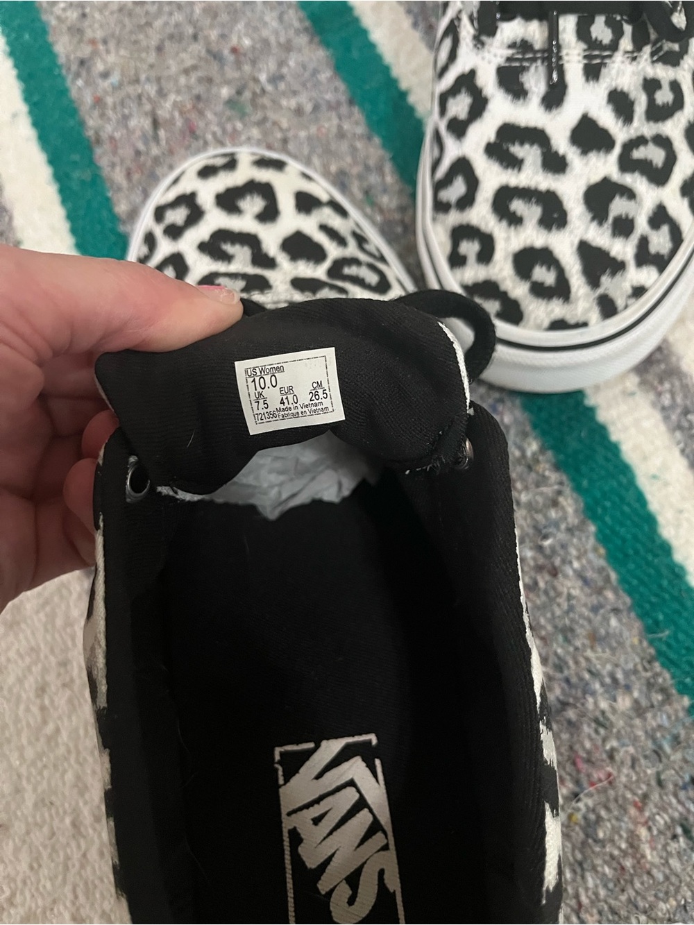 Vans Doheny Snow Leopard Black White Classic Sneakers Women’s Size 10 - Picture 5 of 11